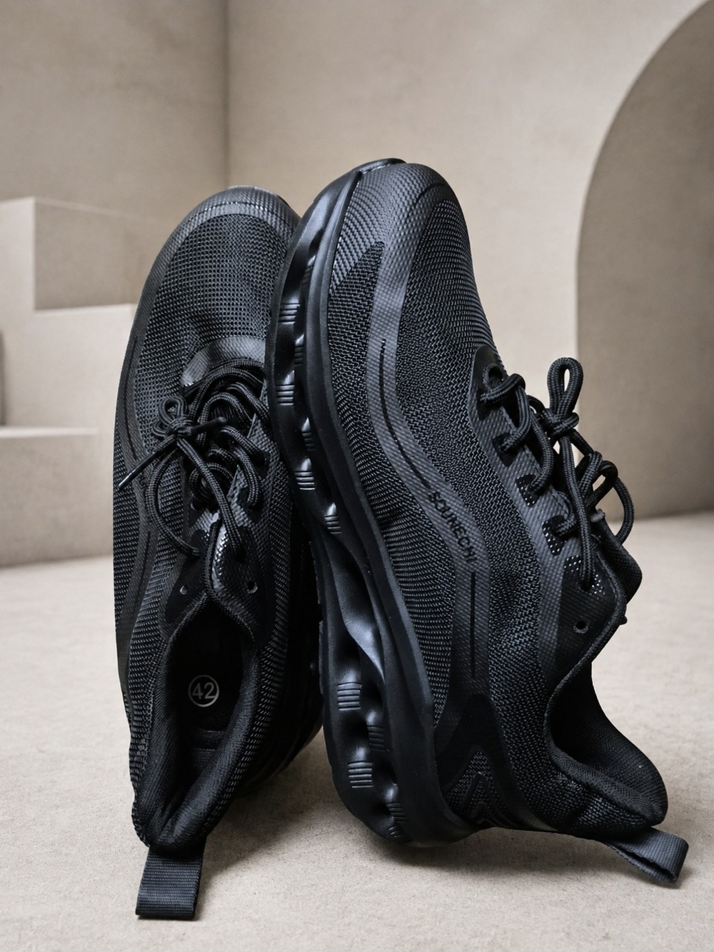 Classic Black Men's Derby Lace-Up Shoes